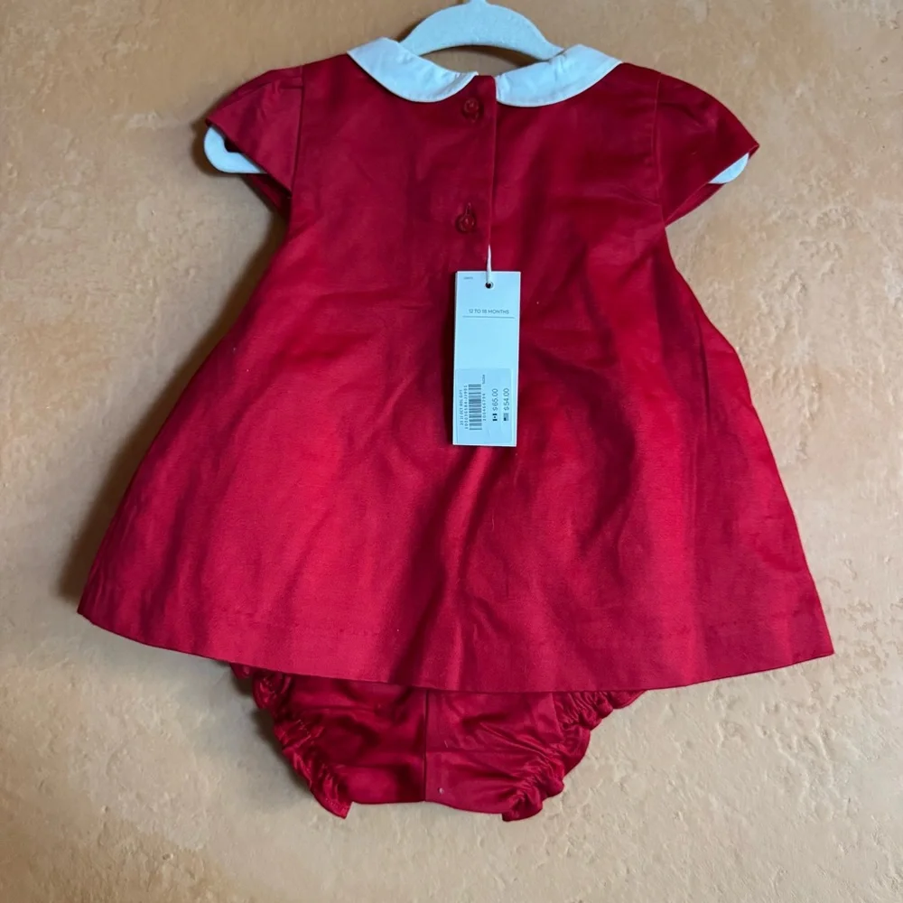 Janie and Jack Red Dress Set 12-18 Months NWT Baby Girl Peter Pan Collar - Picture 4 of 6